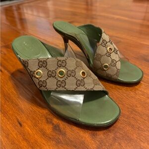 Gucci Vintage Monogram Canvas Mule Sandals